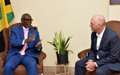 Newly appointed JPS President & CEO, Steve Berberich, recently paid a courtesy call on the Minister of Local Government and Community Development, Hon. Desmond McKenzie.