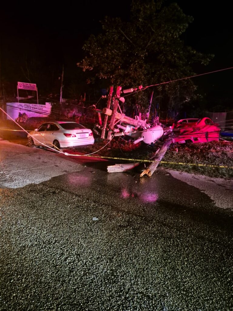 Accident in St. Ann, which destroyed a pole and other electrical infrastructure